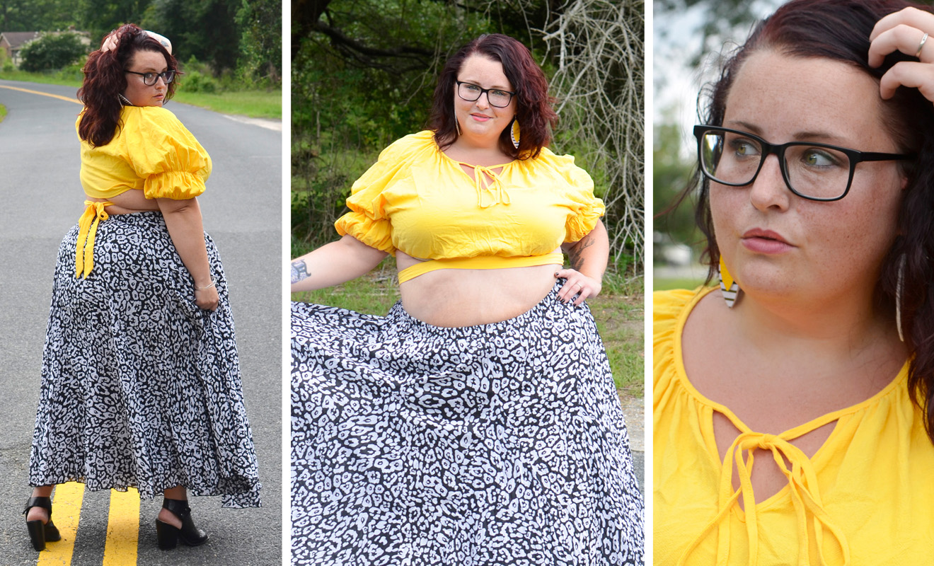 Plus Size OOTD: Leopard Maxi Skirt & Yellow Crop